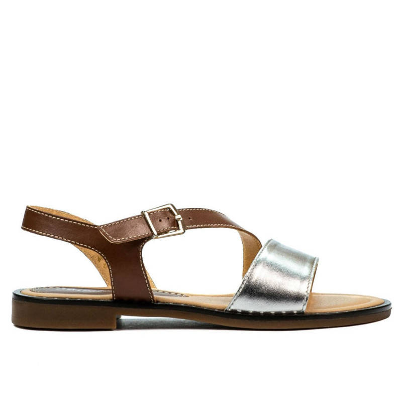 Sandales femme 5070 marron+argenté