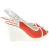 Sandales femme 5000 rouge corail velours+blanc