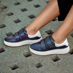 Baskets femme 6008sc indigo+blanc