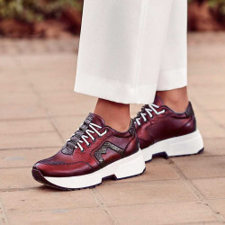 Baskets femme 6019 bordeaux nacré combiné lifestyle