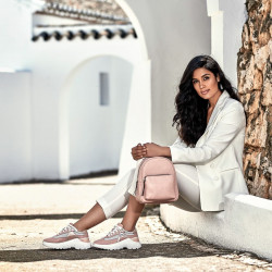 Baskets femme 6015 poudre nacré combiné