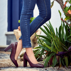 Chaussures élégantes femme 1261 python bordeaux