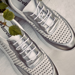 Chaussures de sport femme 6024 argenté+blanc