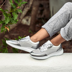Chaussures de sport femme 6024 argenté+blanc