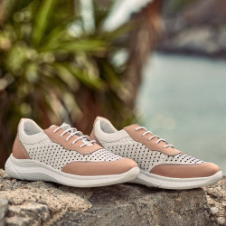 Baskets femme 6024 poudre+blanc