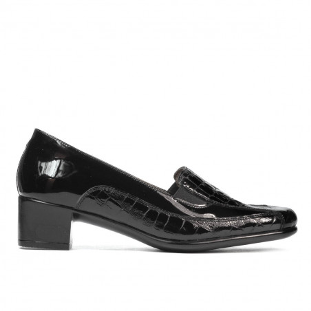 Chaussures décontractées femme 614 croco verni noir
