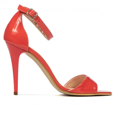 Sandales femme 1238 vernis rouge corail