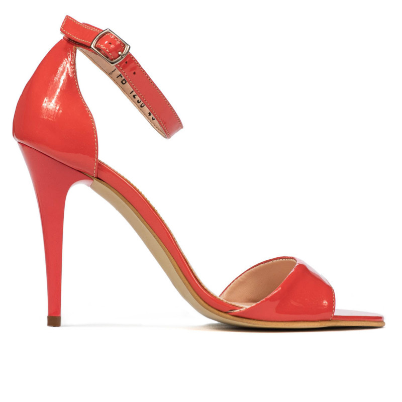 Sandales femme 1238 vernis rouge corail