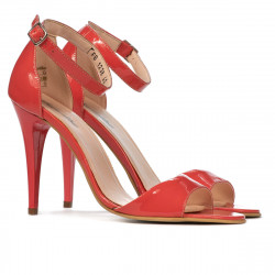 Sandales femme 1238 vernis rouge corail