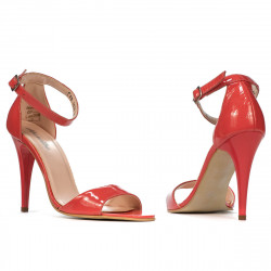 Sandales femme 1238 vernis rouge corail