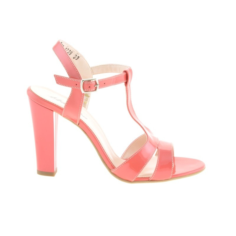 Sandales femme 1239 vernis rouge corail