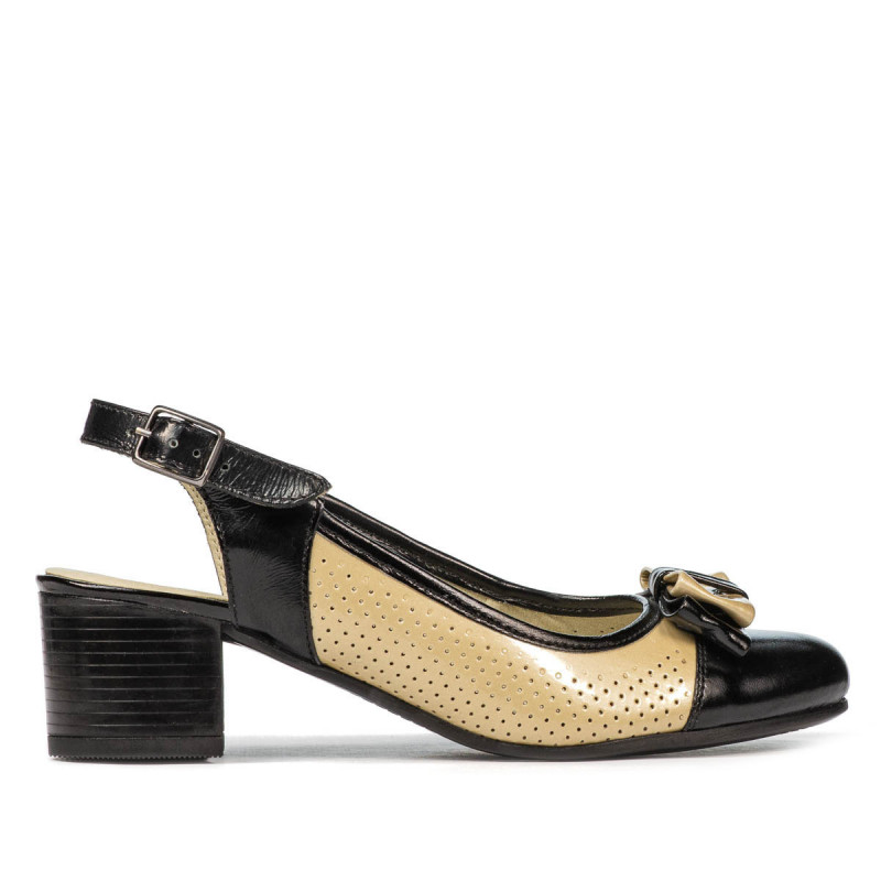 Sandales femme 5013 verni noir+beige