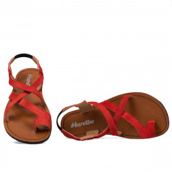 Sandales femme 5076 rouge corail velours
