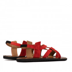 Sandales femme 5076 rouge corail velours
