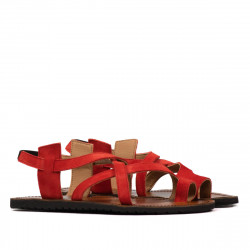 Sandales femme 5076 rouge corail velours