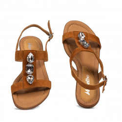 Sandales femme 5073 velours camel
