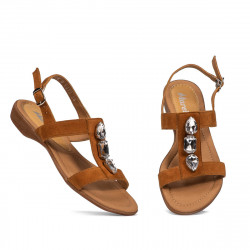 Sandales femme 5073 velours camel