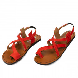 Sandales femme 5076 rouge corail velours