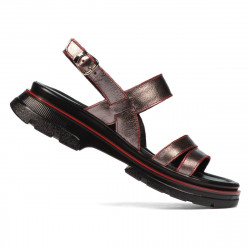 Sandales femme 5075 gris nacré+rouge