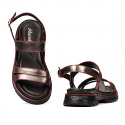 Sandales femme 5075 gris nacré+rouge