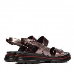 Sandales femme 5075 gris nacré+rouge