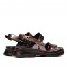 Sandales femme 5075 gris nacré+rouge