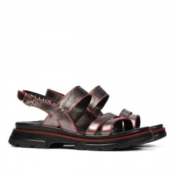 Sandales femme 5075 gris nacré+rouge
