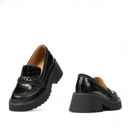 Chaussures décontractées femme 6041 croco noir combiné