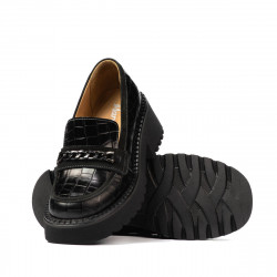 Chaussures décontractées femme 6041 croco noir combiné