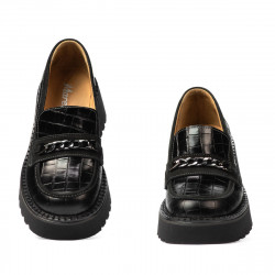 Chaussures décontractées femme 6041 croco noir combiné