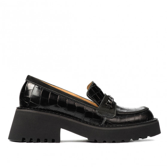 Chaussures décontractées femme 6041 croco noir combiné Chaussures décontractées femme 6041 croco noir combiné