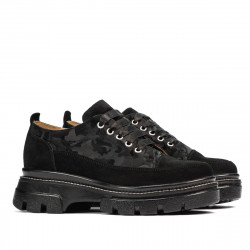 Chaussures décontractées femme 6043 noir velours combiné