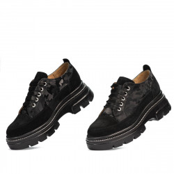 Chaussures décontractées femme 6043 noir velours combiné