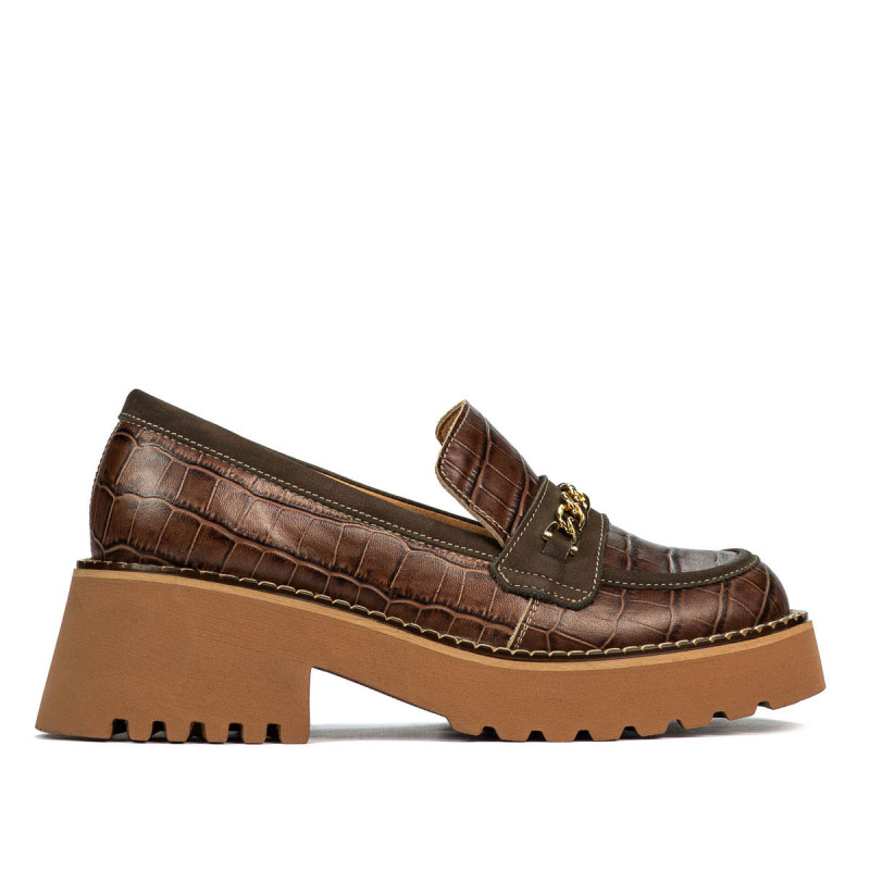Chaussures casual femme 6041 croco marron combiné