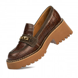 Chaussures casual femme 6041 croco marron combiné