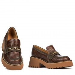 Chaussures casual femme 6041 croco marron combiné