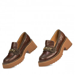 Chaussures casual femme 6041 croco marron combiné