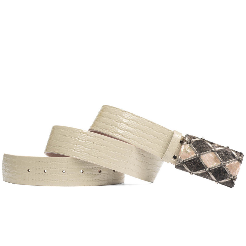 Ceinture unisexe 05ld vernis beige