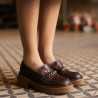 Chaussures casual femme 6041 croco marron combiné lifestyle
