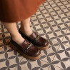 Chaussures casual femme 6041 croco marron combiné lifestyle