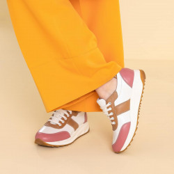 Baskets femme 6030 rose+blanc