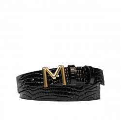 Ceinture femme 13m croco noir brillant