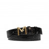 Ceinture femme 13m croco noir brillant