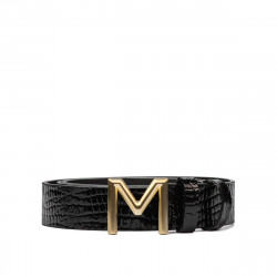 Ceinture femme 13m croco noir brillant