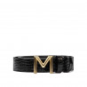 Ceinture femme 13m croco noir brillant