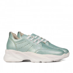 Baskets femme 6046 turquoise nacré