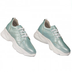 Baskets femme 6046 turquoise nacré