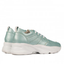 Baskets femme 6046 turquoise nacré