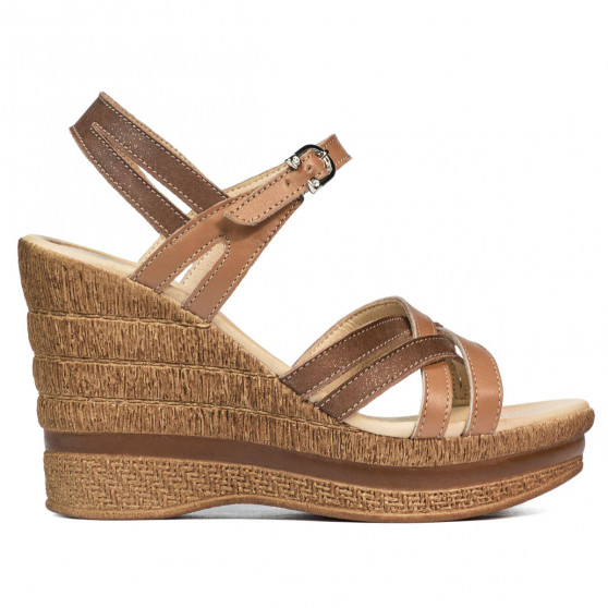 Sandales femme 5086 camel combiné