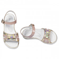 Sandales enfants 539 vernis nude combiné